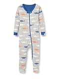 Hatley Baby-Jungen Organic Cotton Footed Sleepsuit Pyjama Kleinkind-Schlafanzüge, Silhouette Sharks, 9-12 Months