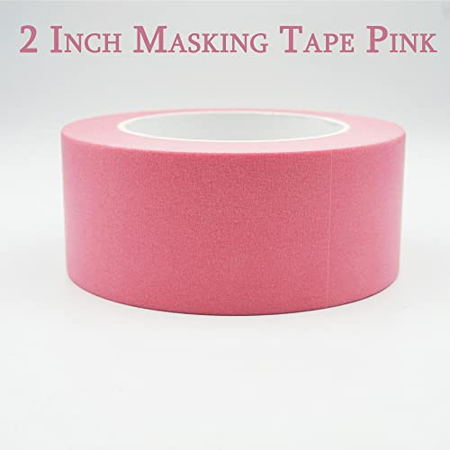 Image of 2 Inch Masking Tape Pink Painters Tape, Pink Paper Tape for Arts DIY Crafts Painting Labeling Decoration School Projects Home Office, 2 inch x 55 Yards