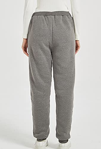 Flygo Womens Casual Running Hiking Pants Fleece Lined Activewear Sweatpants (Large, Dark Grey) #TOP2
