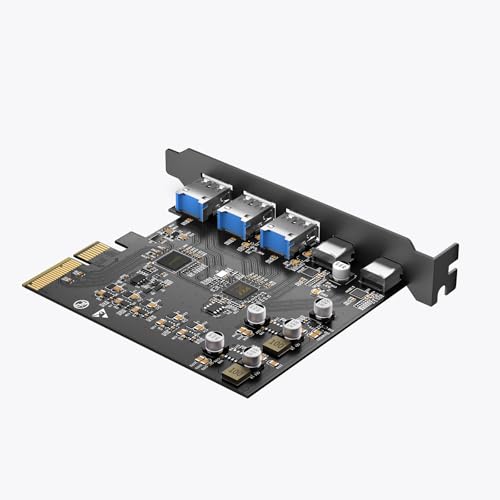 Image of 10Gbps PCIe USB 3.2 Gen 2 Card, 5-Port USB Expansion Card with 2 USB C & 3 USB-A Ports, PCI Express 3.0 x4 Adapter for Desktop PC, External SSD, VR Headset, Workstation, Data Transfer Only