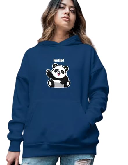 Panda Long Sleeve Fleece Hoodie Sweater Pullover Hoodie for Women-image-38