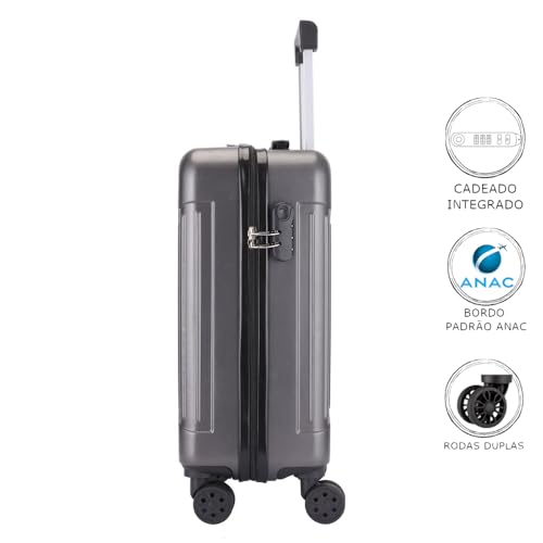 Mala De Bordo ABS Cruzeiro Jabaquara 203 Cadeado Rodas Giro 360º Cinza