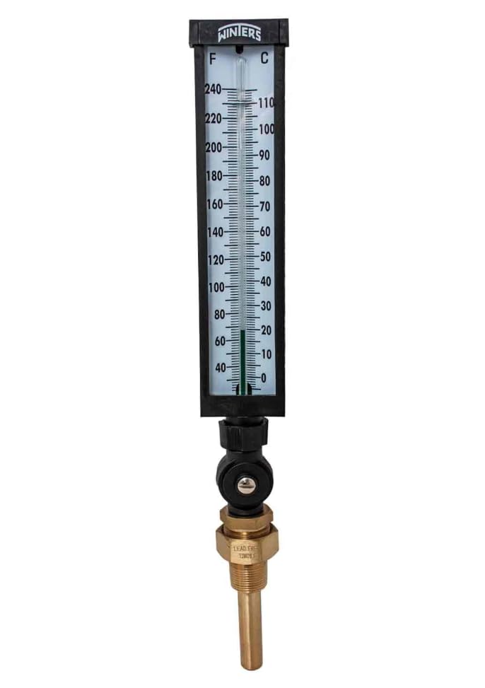 Industrial Thermometer with Thermowell, 30-240 F/C Range, 3/4'' NPT, 3-1/2" Stem, +/-1% Accuracy