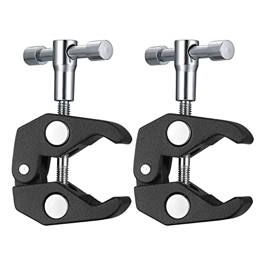 2 Piezas Super Arm Clamps, Súper Abrazaderas para Cámaras, Abrazadera de Brazo Mágico con Clips de Rosca de 1/4 y 3/8 de Fijación para Trípode