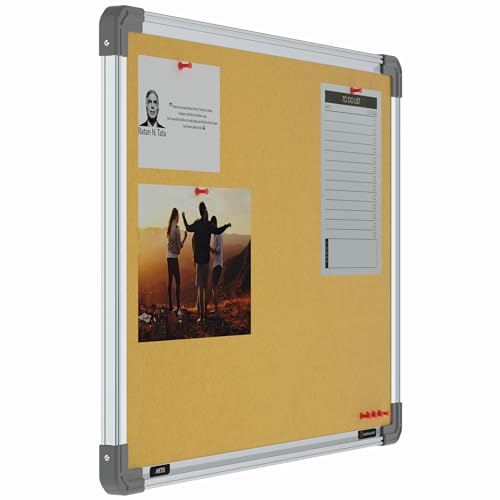 Image of Scholar Art Metis 1.5x2 Feet Bulletin Board for Study Room & Wall | Vibrant & Versatile Crape Cloth + High Density Soft Board for Pinning Photos, Sticky Notes & Reminders (Yellow)