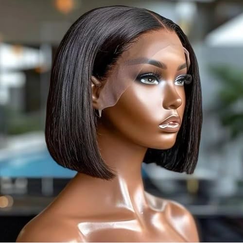 Straight Short Bob Clean Blunt Cut Natural Black Color HD