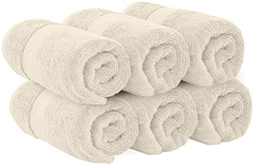 Image of White Classic Luxury Ivory Hand Towels - Soft 100% Turkish Cotton | Highly Absorbent Hotel spa Bathroom Towel Collection | 16x30 Inch | Set of 6
