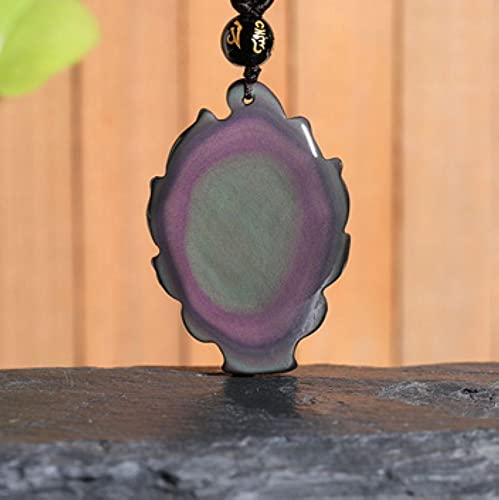 Obsidian Crystal Nine Tail Fox Necklace Amulet Pendant With Bead Chain For Wen Or Women (Rainbow Fox) #TOP3