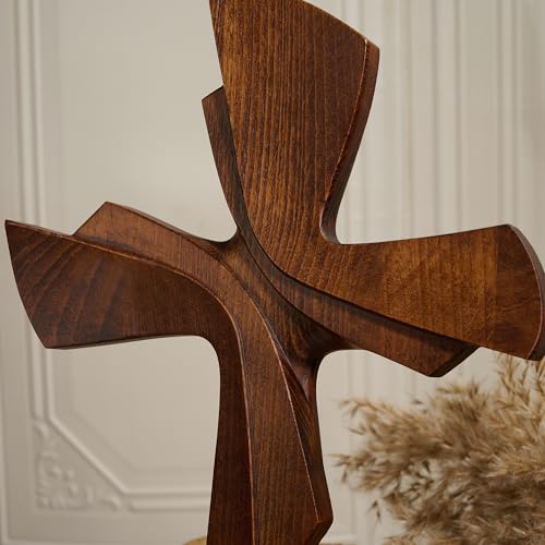 Cruz de madera rústica BGCarvedGrace para regalo cristiano 3