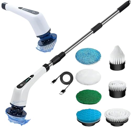 Image of 9 in 1 Cordless Electric Spin mop Floor Cleaning Machine Electric Spin Scrubber, Cleaning Brush, Shower Scrubber Power Cleaning Brush with Extension Handle, Bathtub Grout Tile