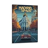 DGHFOP Madrid Vintage Tours (4) Póster de pared en lienzo, pintura decorativa para sala de estar, dormitorio, 40 x 60 cm, estilo marco