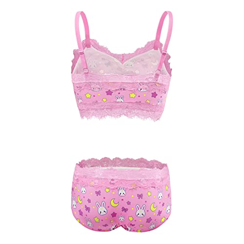 Littleforbig Lacy Trim Women Nightwear Strap Sleepwear Cami Top Shorts Lingerie bralette loungewear Set - Sweet Usagi