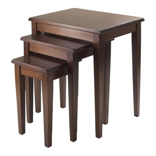 Pemberly Row 3-Piece Transitional Solid Wood Nesting Tables in Antique Walnut - Best Nesting Tables
