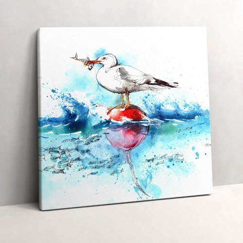 Tableaux 60x60cm Mouette peinte pour décoration murale Wallfluent