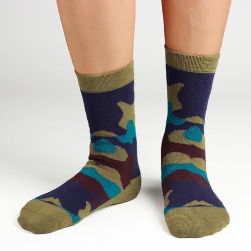 Cotton Day Kids Boys Crew Dress Socks Bright Colorful Design 6-8 Years Camo Size M thumb #1