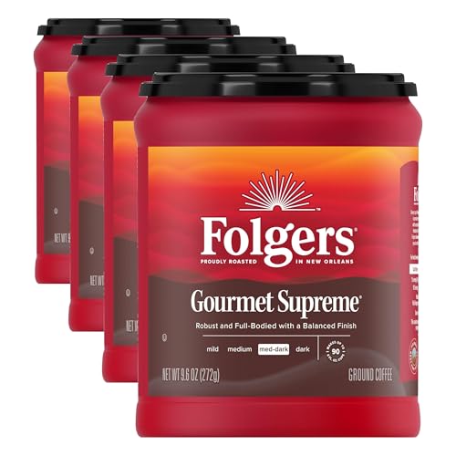 Image of Folgers Gourmet Supreme Ground Coffee, 9.6 Ounce Canisters (Pack of 4)
