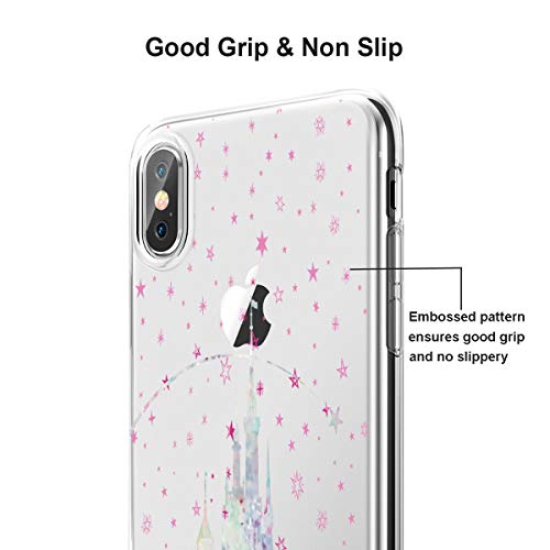 Unov Case Compatible With Iphone Xs Iphone X Case Clear With Design Slim Protective Soft Tpu Bumper Embossed Pattern Protective 5.8 Inch (Watercolor Castle) #TOP4