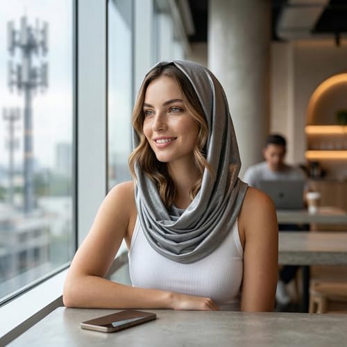 Image of EMF Infinity Scarf 5G RF Shielding Clothing made with Silver Fabric (Silver Elastic)