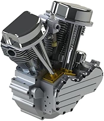 MAYS Engine Model Kit for Adults, CISON FG-VT9 9cc V-Type 2 Cylinder 4 Stroke Air-Cooling Gasoline Engine Motorcycle Engine Internal Combustion Metal Engine for RC Model Cars - Silver 21 x 21 x 21cm