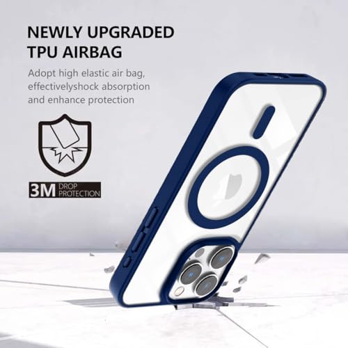 Image of KARWAN️ Hybrid Transparent iPhone 15 Pro Back Cover Case Compatibe with |Shockproof Design |Camera Protection Bump|Transparent Back Cover Case for iPhone 13 Pro Max(PC, TPU|Blue- Bumper