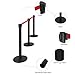 Goplus 6Pcs Stanchions, Crowd Control Barriers with 6.5' Retractable Belt, Stainless Steel Stanchion Posts Queue Line Pole, 35