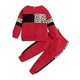leoparden anzug damen Paket inklusive: Sportpullover + Hose, passend für Mädchen im Alter von 1-5 Jahren. Bestes Geschenk für Ihr Mädchen Geburtstag, Ostern, Muttertag, Vatertag, Kindertag.