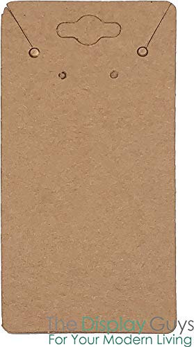 Image of 500-Pack Flat 2x4 Pre-Punched Hanging Jewelry Earrings & Necklace Display Cards (Brown Kraft Paper)