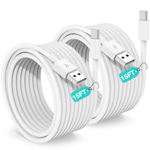 Image of Extra Long USB C Cable Fast Charging 15FT, Long USB A to USB C Cable for Apple iPhone 17 16 15 Charger Cord 5m,Type C Cable C Charger for iPhone 17 16 15 Pro Max /16 15 Plus /iPad Pro /Google-2Pack