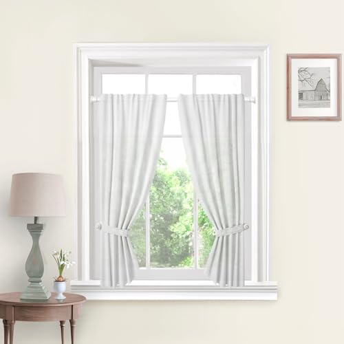 Image of AIZESI Tension Rods 18-36 inch,2Pcs Adjustable Black Tension Rod No Drilling Small Tension Rod Spring Curtain Rod