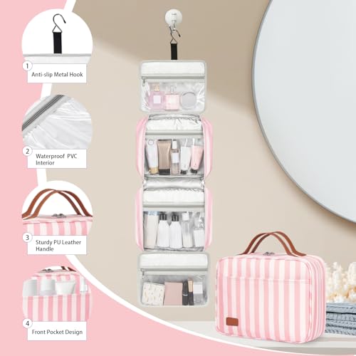 Hanging Travel Toiletry Bag for Women, Portable Toiletry Bag for Travel Size Essentials, Water-resistant Large Travel Makeup Bag with Hook for Toiletries, Cosmetics, Travel Accessories4