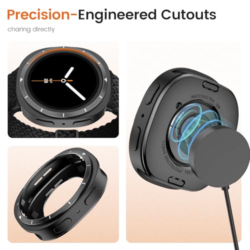 Image of 2 in 1 Metal Rugged Case Compatible with Samsung Galaxy Watch 8 40mm 44mm Shockproof Protect Bumper Case with Back Cover (NO WATCH) (Titanium and Orange,40mm)