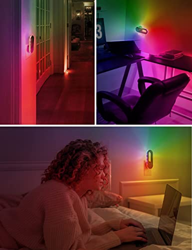2 X Kids Night Light Plug Into Wall, Lohas Color Changing , 7 Solid Colors + Rgb Color Chasing Nightlight, Dusk To Dawn Sensor, Home Decor For Party Hallway Bedroom #TOP4