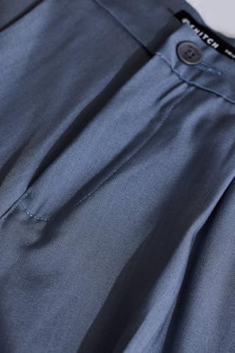 Image of SNITCH Men Formal Trousers | Regular Fit Pleated Front with Turned-Up Hem | Polyester Blend & Medium Stretch Fabric for Office & Winter Wear
