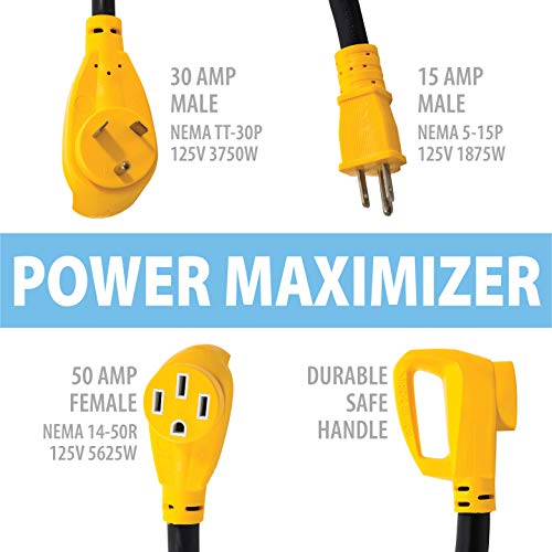 image for Camco - 21050 Heavy Duty PowerGrip Maximizer 45 AMP Adapter - Combines