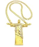 Fashion 21 Hip Hop Big Size Open Arm Whole Body Jesus Pendant 30',36' Various Chain Necklace in Gold Tone (9mm 30' Diamond Cut Cuban Chain)