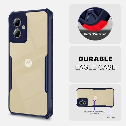 Image of Pikkme Moto G14 Back Cover | Crystal Clear Transparent Back | Ultra Hybrid | Full Camera Protection | Raised Edge | Bumper Back Case (Blue)