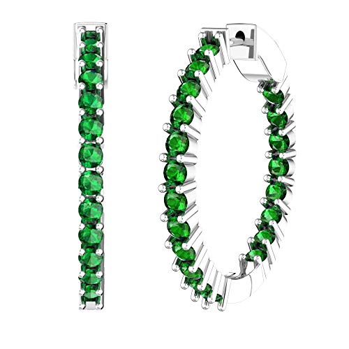 Belinda Jewelz Hoop 925 Sterling Silver Earrings For Women 3 Mm Round Cut 3.4 Carat Birthstone Tennis Eternity Push Back Earring Accessories Gift For Birthday Valentine's Day Wedding #TOP2