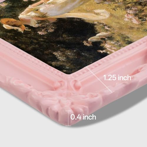 Image of eletecpro 5x7 Vintage Picture Frame with Real Glass Cover, Ornate Antique Photo Frame, Display 5x7 Picture for Tabletop or Wall Hanging, Pink Home Decor for Gallery Art
