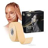 CureTape Kinesiologisches Beauty-Tape | Anti-Falten-Gesichtsband | Gesichtsdehnungsband zum Straffen, Straffen und Straffen der Haut (Hellbeige, 2,54 cm x 4,81 m)