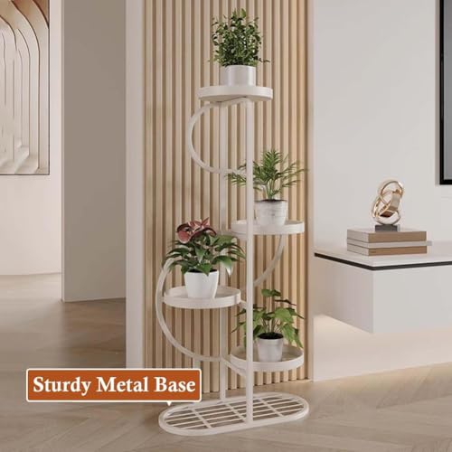 Support de plantes en métal 5 niveaux roulettes noir structure haute et robuste - 5