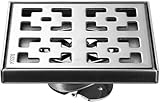 Hair Strainer Shower Drain, Brushed Square Floor Drain with Removable Cover - Ideal for Kitchen, Bathroom, Garage, and Basement - Easy to Clean Drainage(12cm(4.7Inch))