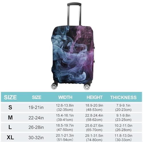 Blue And Purple Smoke Elastic Luggage Cover Suitcase Protector for 19-32 Inch Suitcases | Universal Stretchable Travel Bag Cover | Anti-Scratch, Washable with Zipper Closure XL2