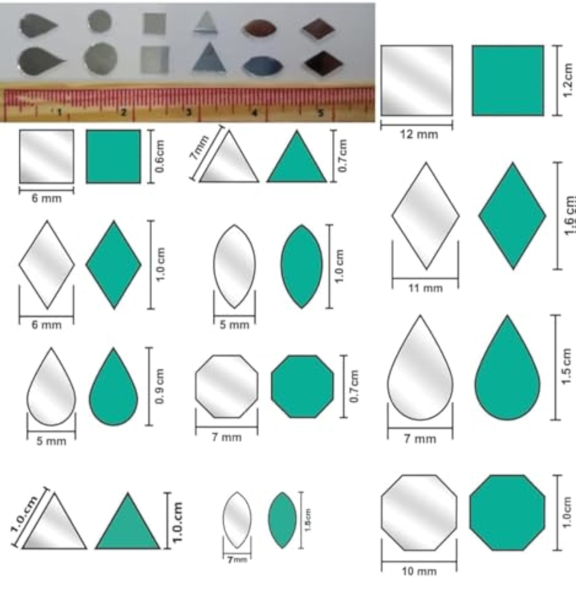 Rectangle Shape Mirrors for Craft Work, 115 Pieces