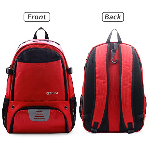 Zoea Large Basketball Bag - Backpack For Basketball, Soccer & Volleyball Football Gym Includes Shoe & Ball & Laptop Compartment (Red) #TOP5