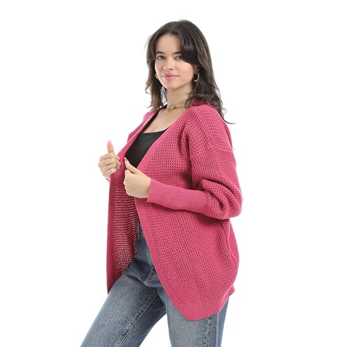 Andora Turned Down Plain Self Pattern WOMEN Sweater rose_ One Size
