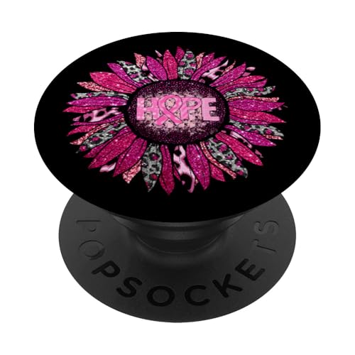Survivor Warrior Sunflower Pink Breast Cancer Awareness PopSockets PopGrip Intercambiable