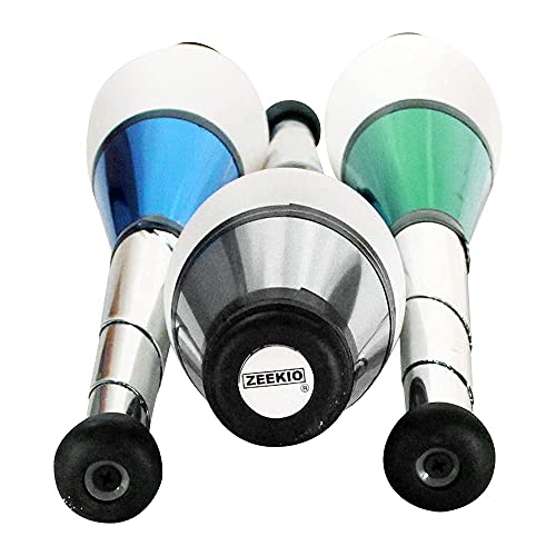 Zeekio Pegasus Juggling Club Set - Premium Quality - Beginner To Pro - Set Of 3 (Silver/Blue/Green) #TOP6