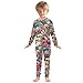 SUABO Fashion Floral Pattern Cotton Pajama Set, Long Sleeve Sleepwear Nightwear Multicolored