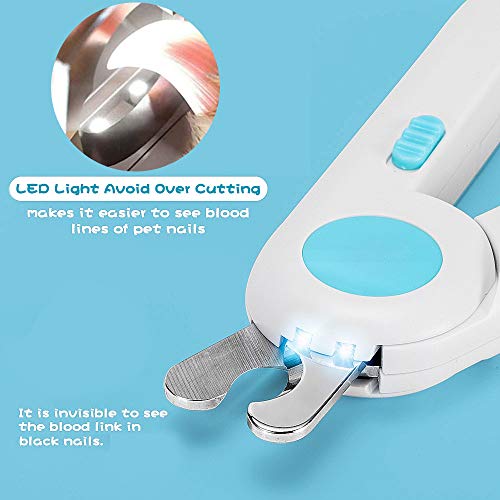 Dog Nail Clippers with Light Avoid Over-cutting, Safety Cat Claw Trimmer Cutter & Pet Toenail Polish File for Small Medium Large Animals Breed, Grooming Scissors for Puppy, Kitten, Rabbit, Bunny