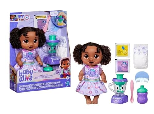 Baby Alive Sweet Smoothies Tilly Tinker Baby Doll with Blender Accessories, Drinks, Diapers, Food